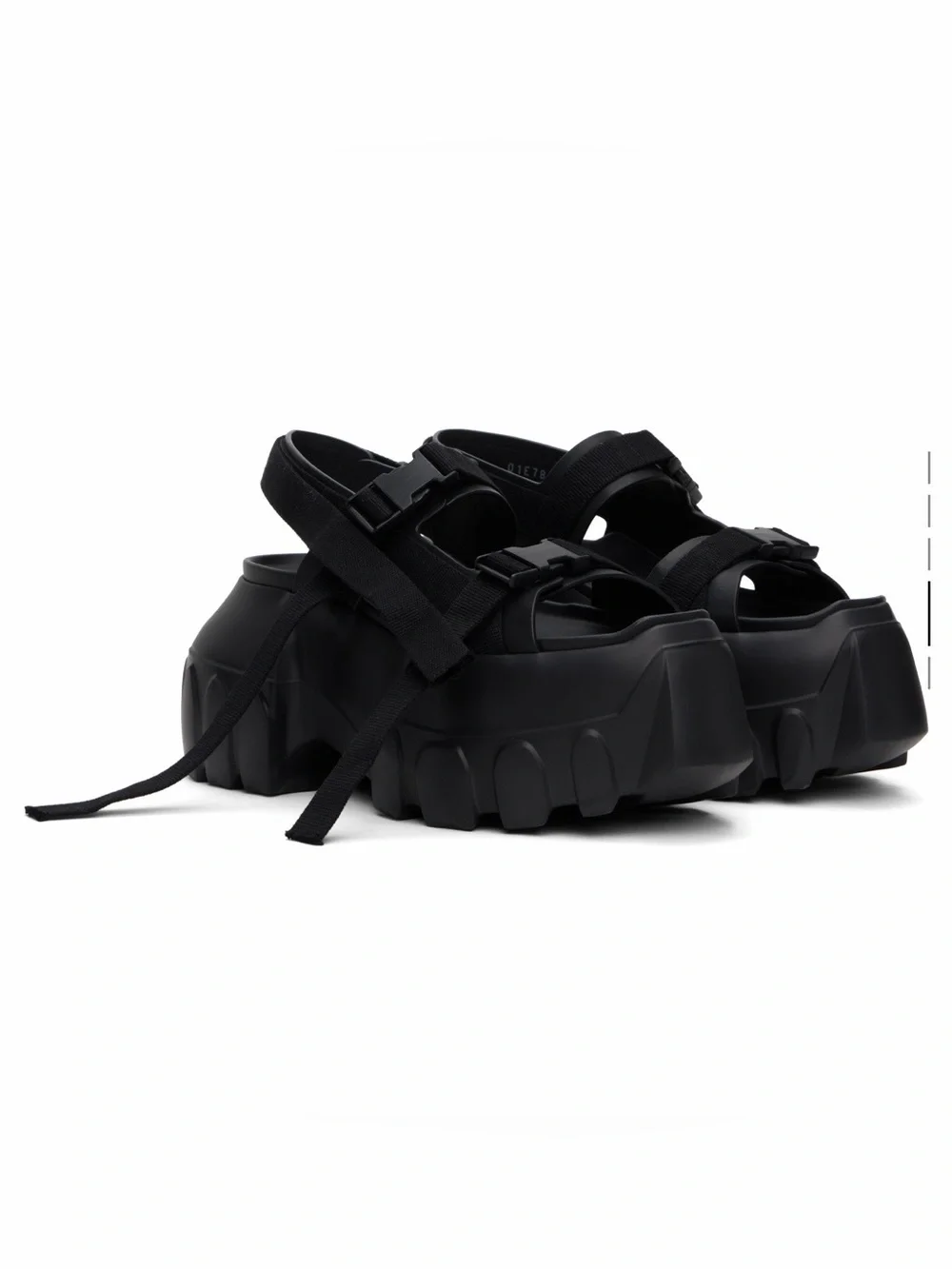 RICK OWENS BLACK HOLLYWOOD MEGA TRACTOR PLATFORM SANDALS